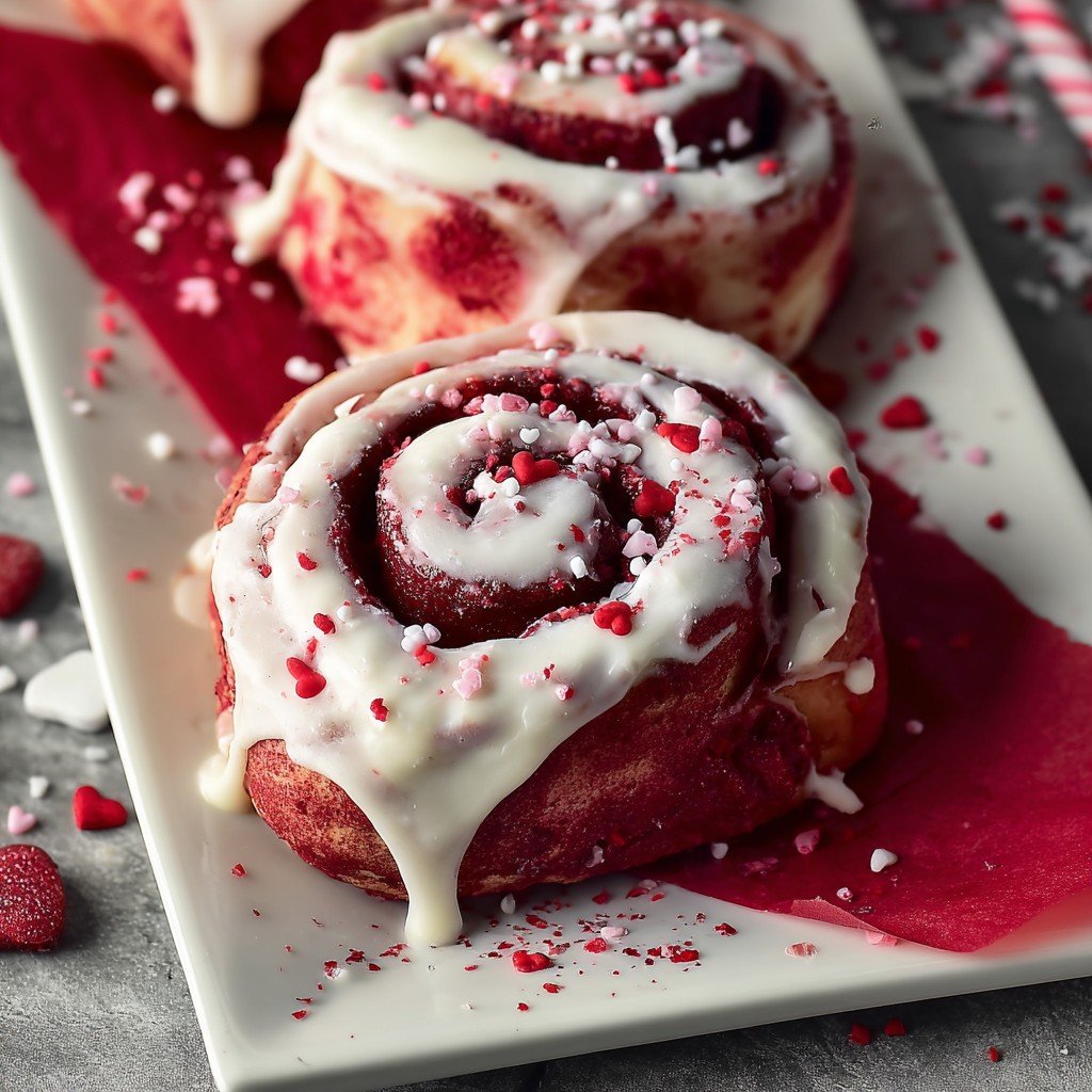 Red Velvet Valentine’s Day Cinnamon Rolls