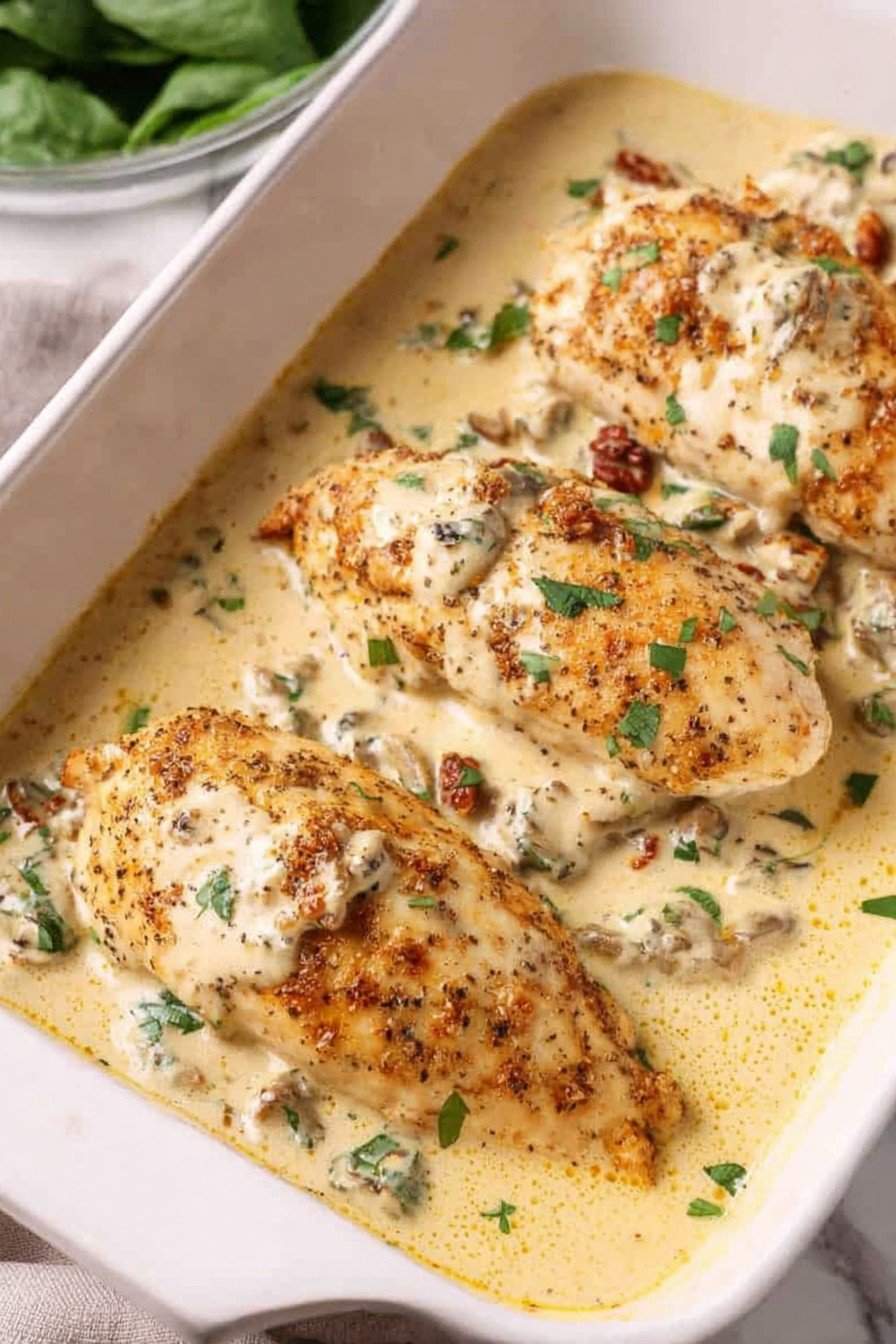 Creamy Baked Tuscan Chicken Breasts