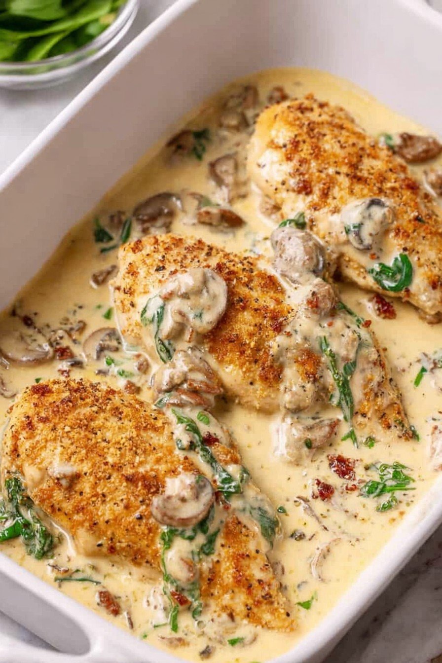 Creamy Baked Tuscan Chicken Breasts