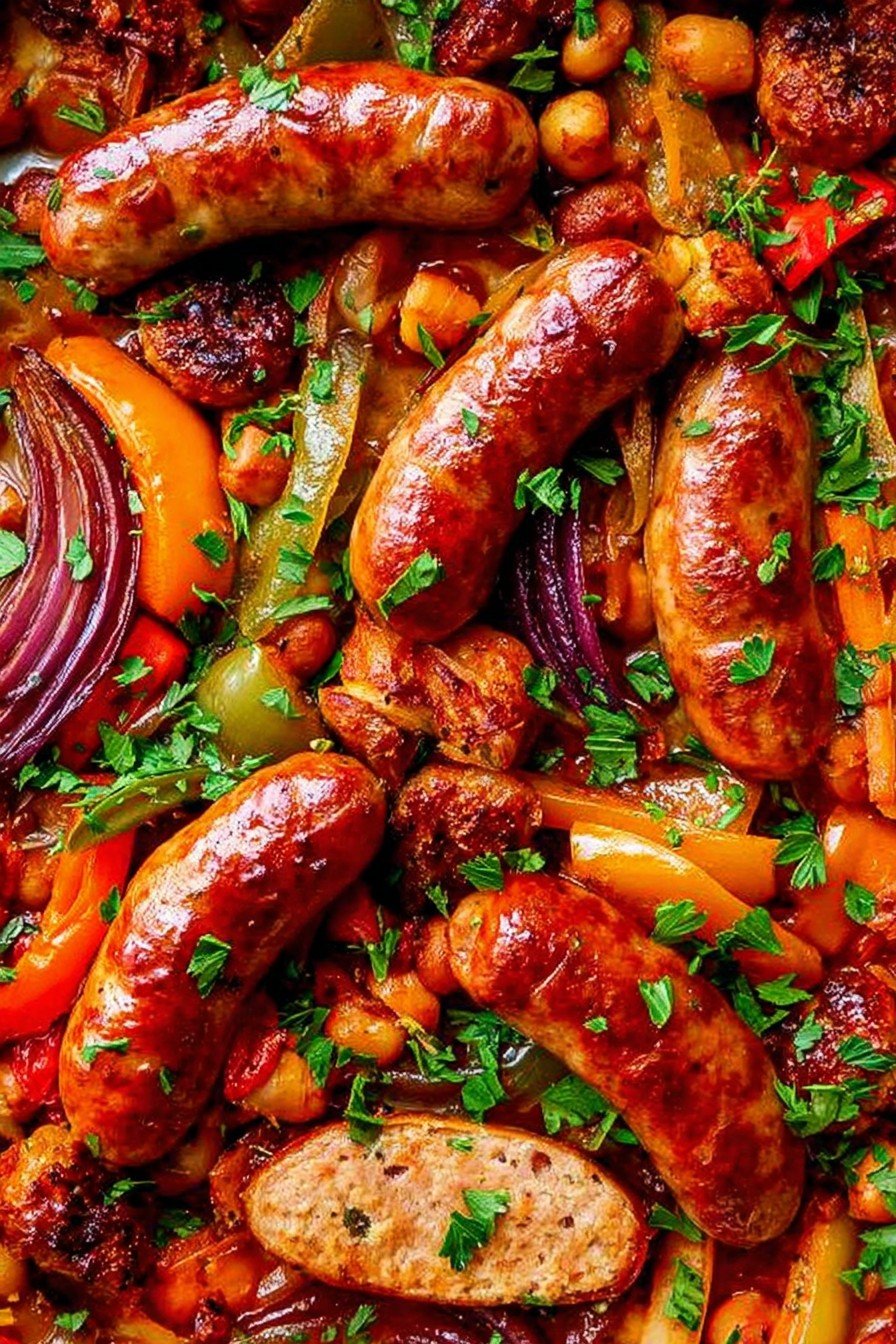 Easy Roasted Sausages and Veggies