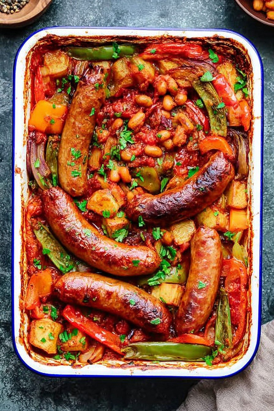 Easy Roasted Sausages and Veggies