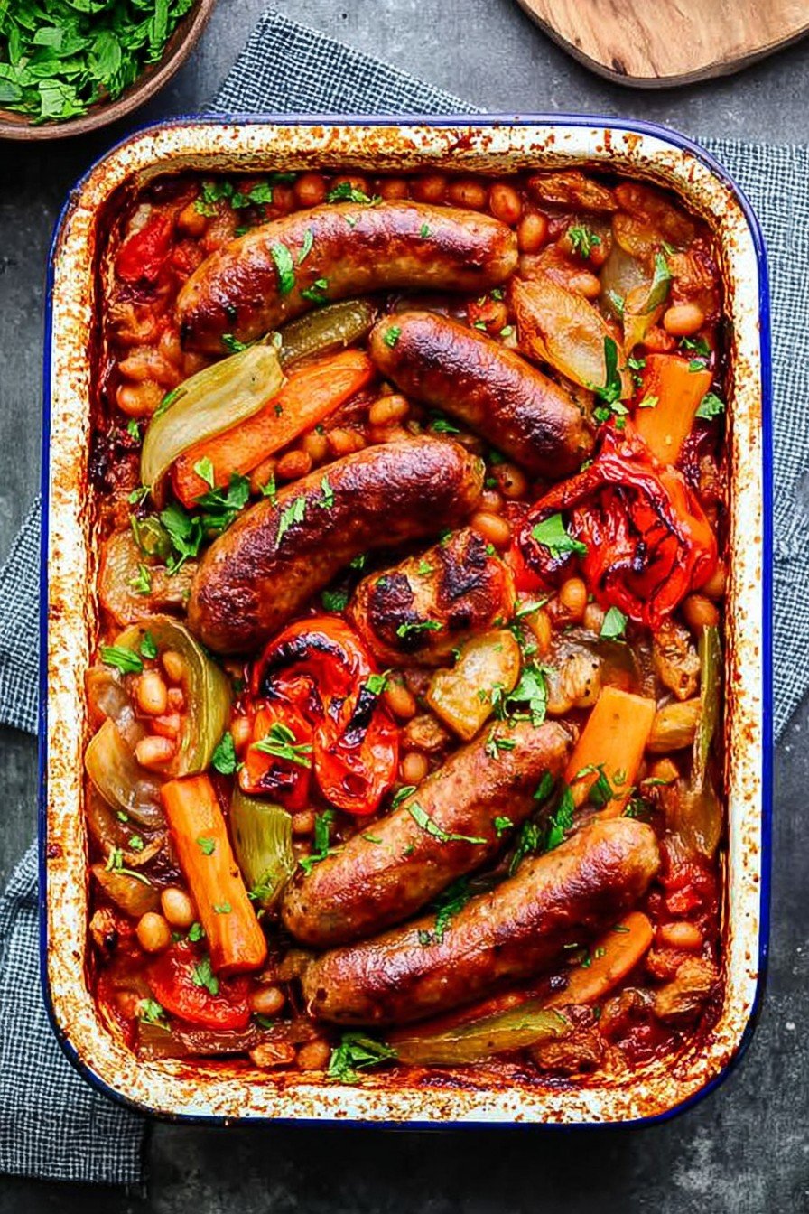 Easy Roasted Sausages and Veggies