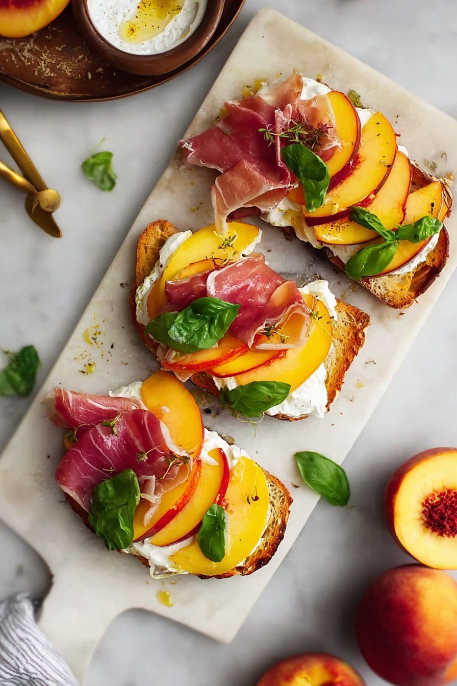 Peach, Burrata, And Prosciutto Toast