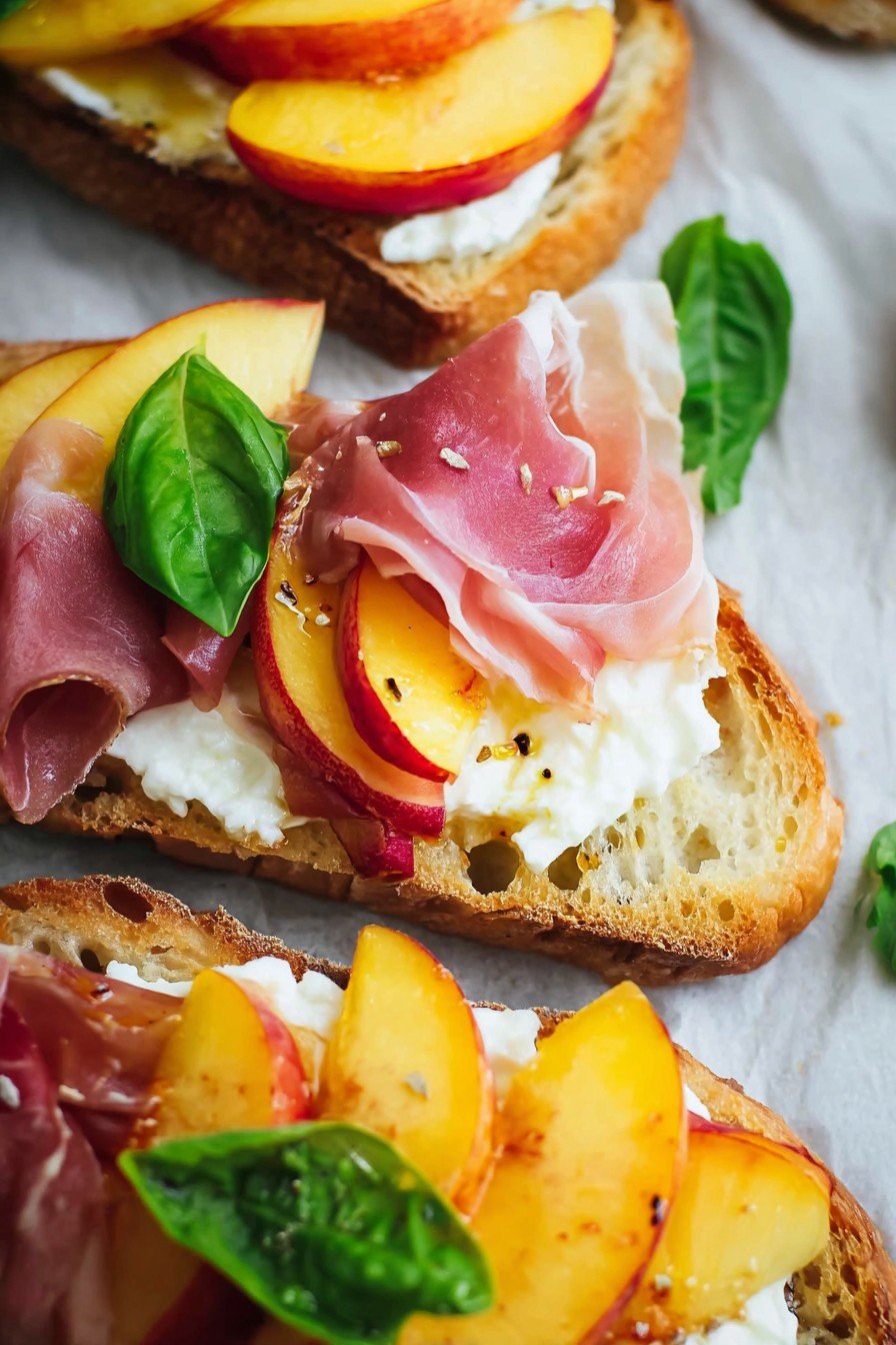 Peach, Burrata, And Prosciutto Toast