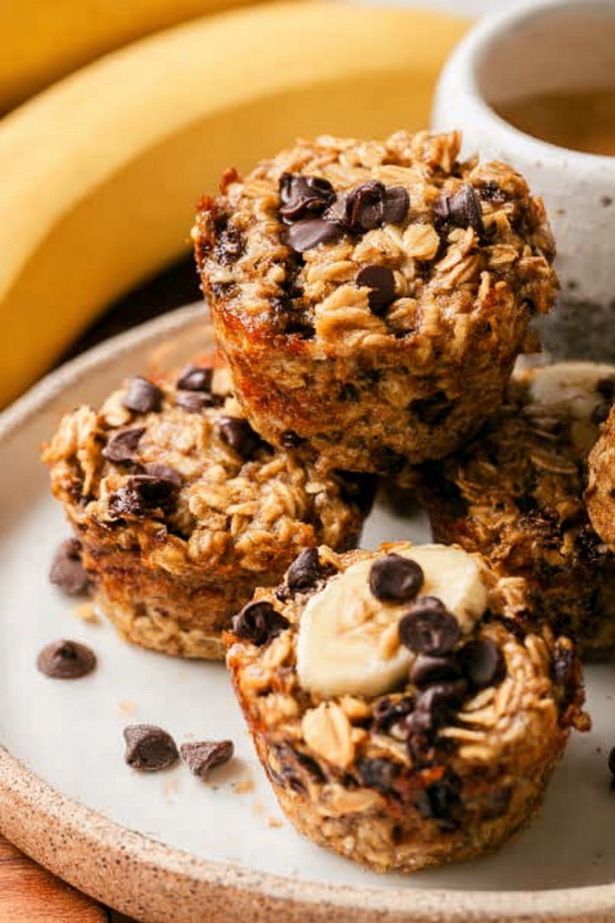 Peanut Butter Banana Baked Oatmeal Cups