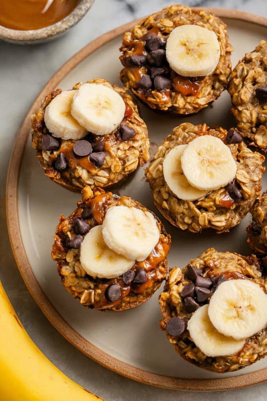 Peanut Butter Banana Baked Oatmeal Cups