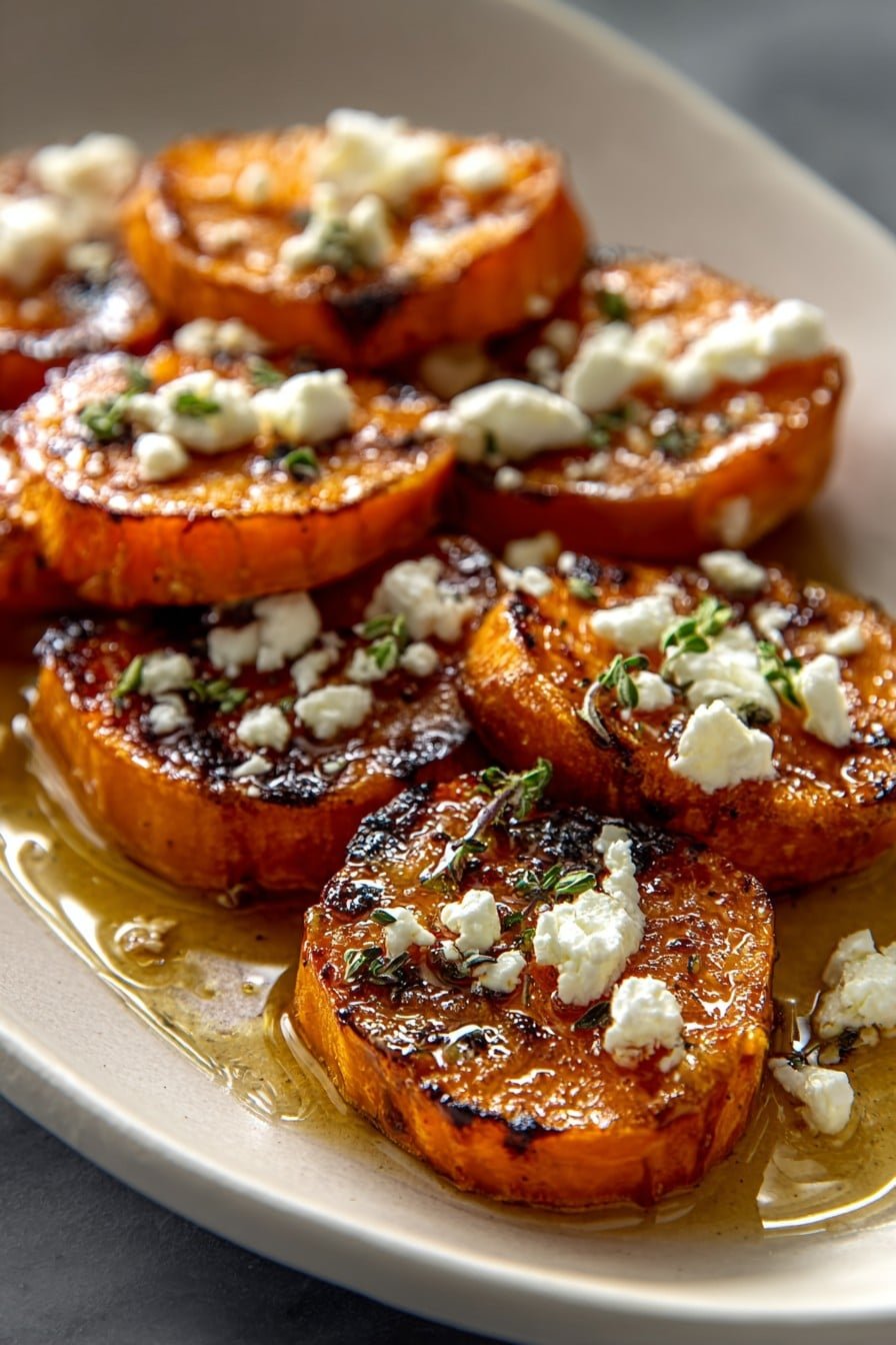 Roasted Sweet Potato Rounds with Honey & Feta