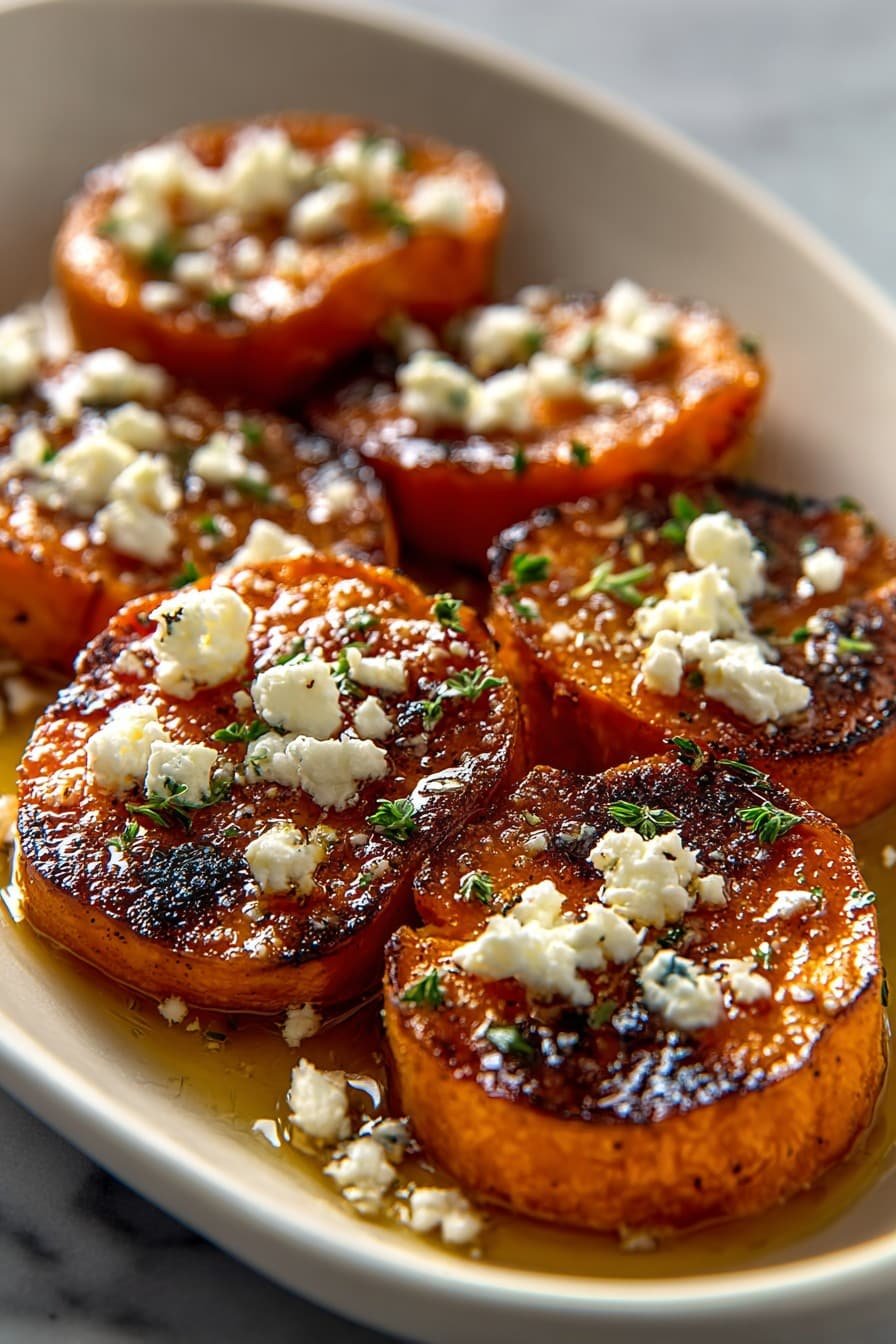 Roasted Sweet Potato Rounds with Honey & Feta
