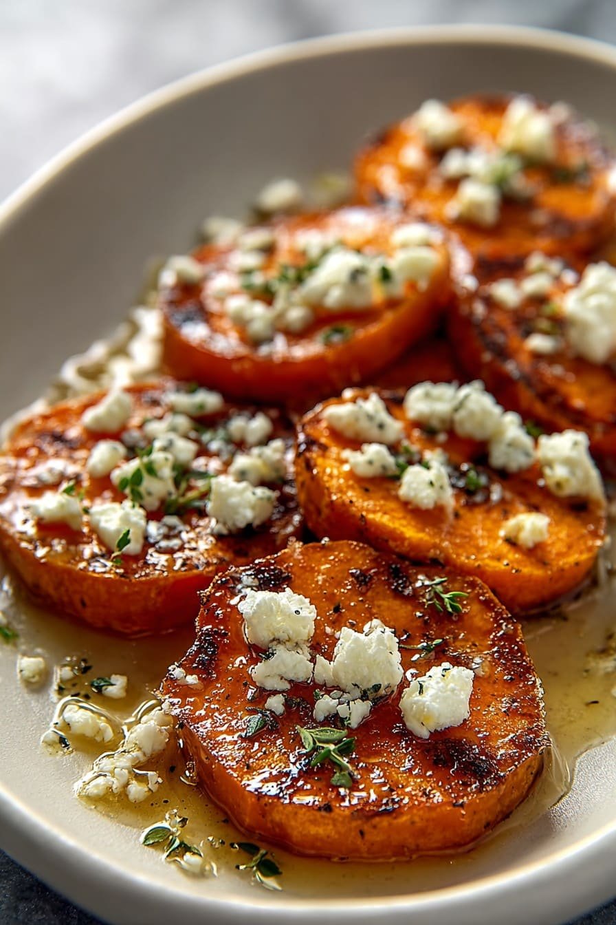Roasted Sweet Potato Rounds with Honey & Feta