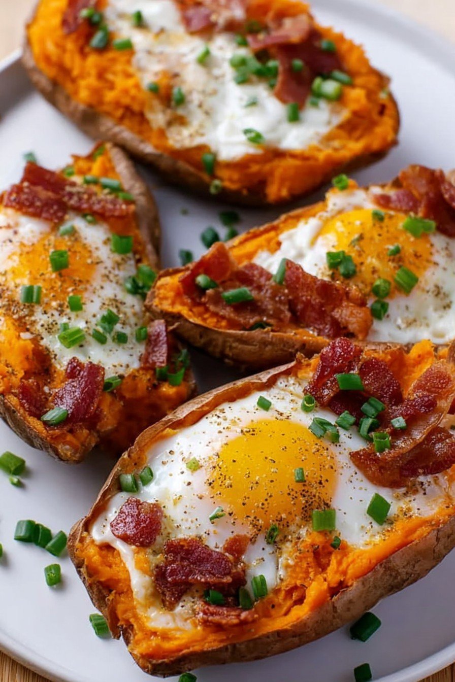 Sweet Potato Bacon Egg Boats Recipe
