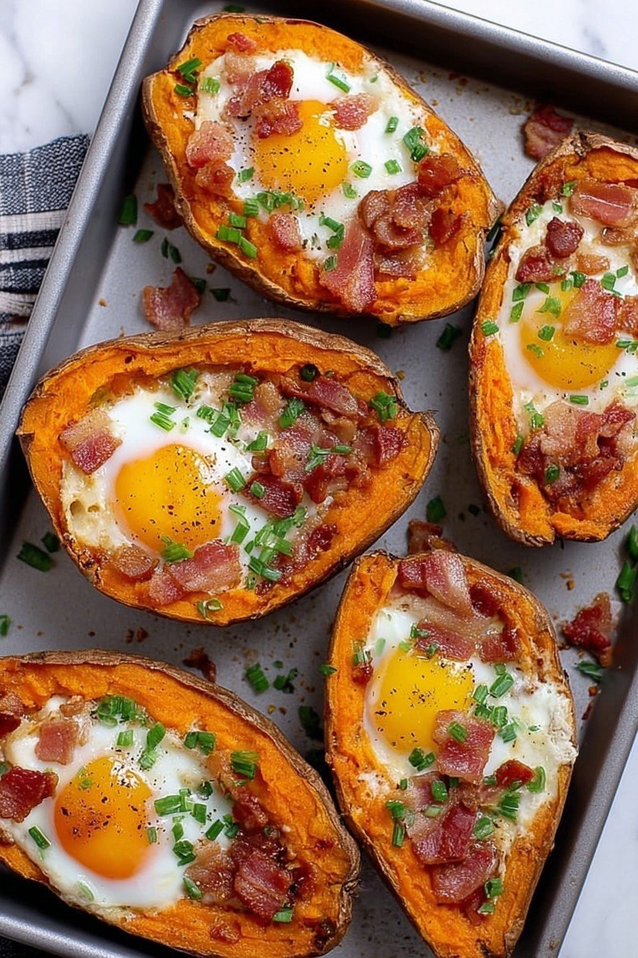 Sweet Potato Bacon Egg Boats Recipe