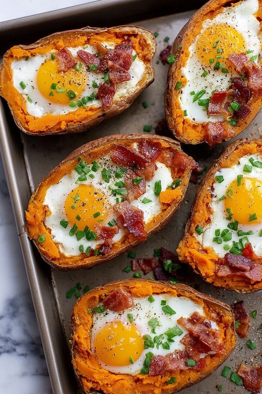 Sweet Potato Bacon Egg Boats Recipe