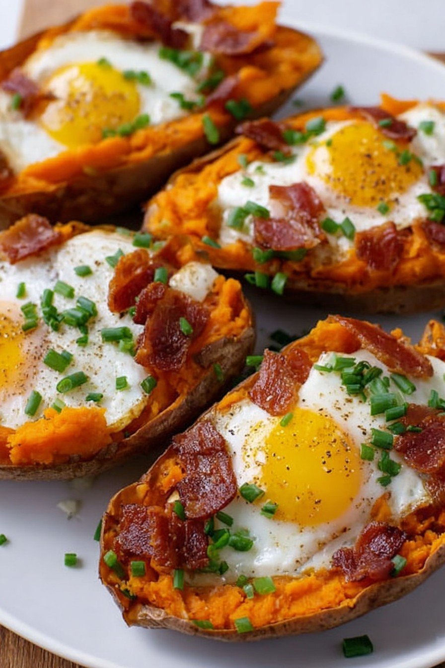 Sweet Potato Bacon Egg Boats Recipe
