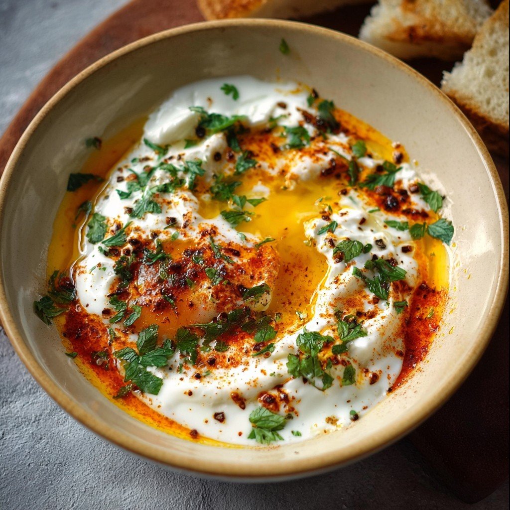 Çılbır: Turkish Eggs with Creamy Yogurt & Butter Sauce