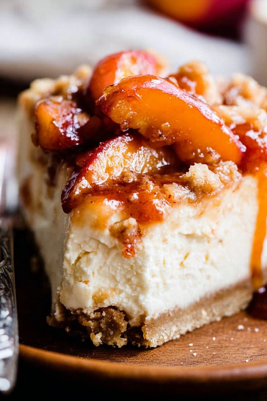 Peach cobbler cheesecake