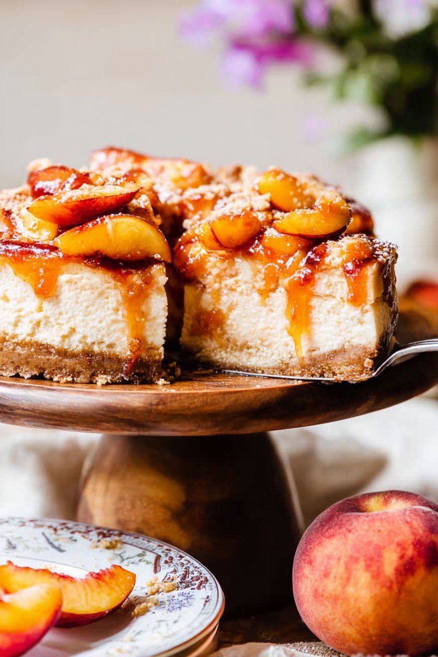 Peach cobbler cheesecake